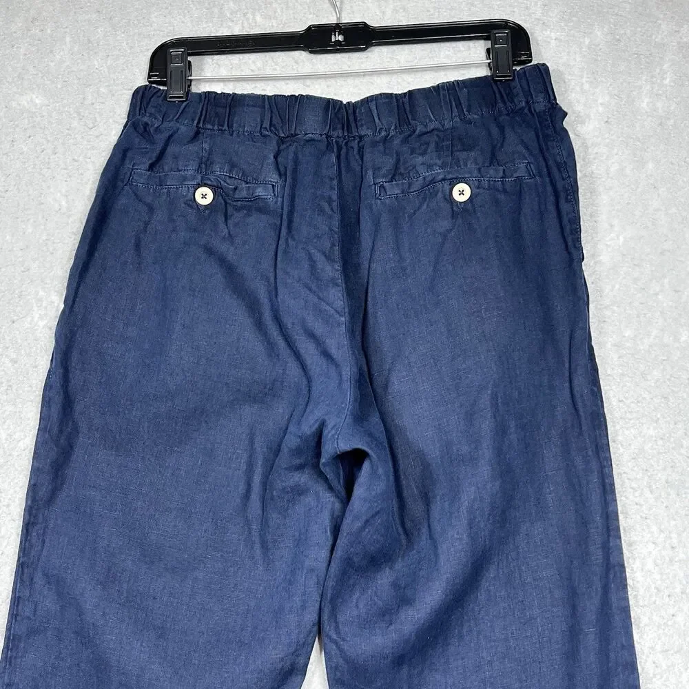 Quince Pants Womens Small Blue Cotton Linen Twill Straight Leg Pant Pockets